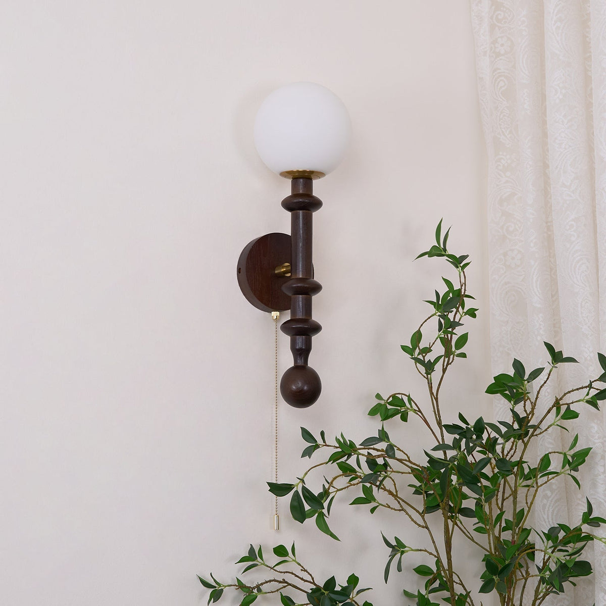 Elmiror aplique de pared elegancia Columna Romana de vidrio y madera