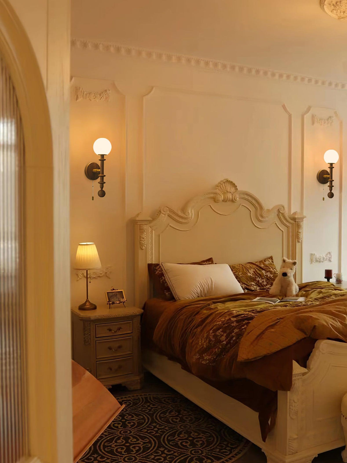 Elmiror aplique de pared elegancia Columna Romana de vidrio y madera