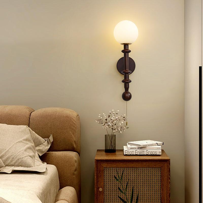 Elmiror aplique de pared elegancia Columna Romana de vidrio y madera