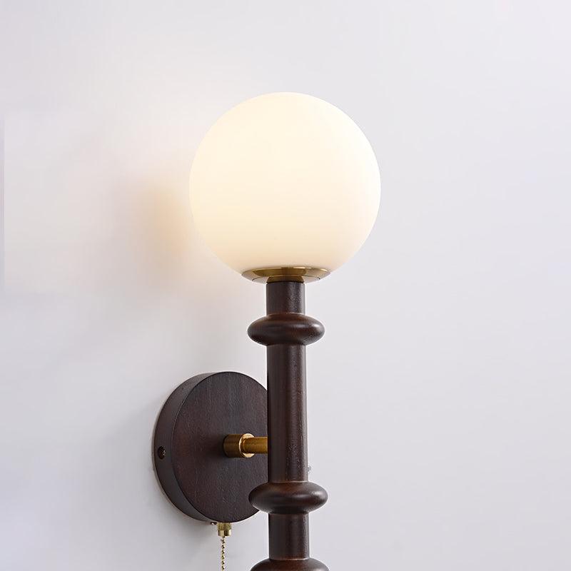 Elmiror aplique de pared elegancia Columna Romana de vidrio y madera