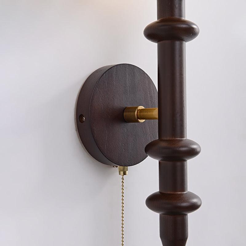 Elmiror aplique de pared elegancia Columna Romana de vidrio y madera