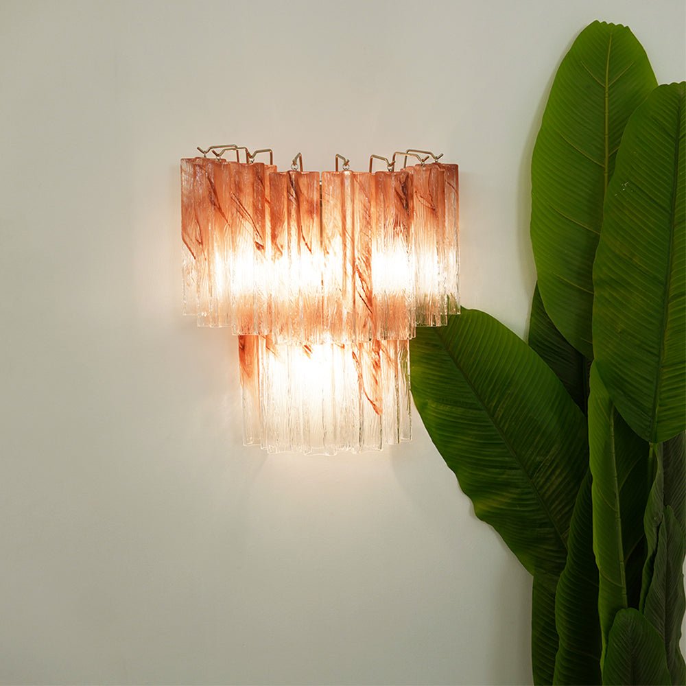 Lioreeria aplique de pared Hojas de vidrio rosa efecto acuarela