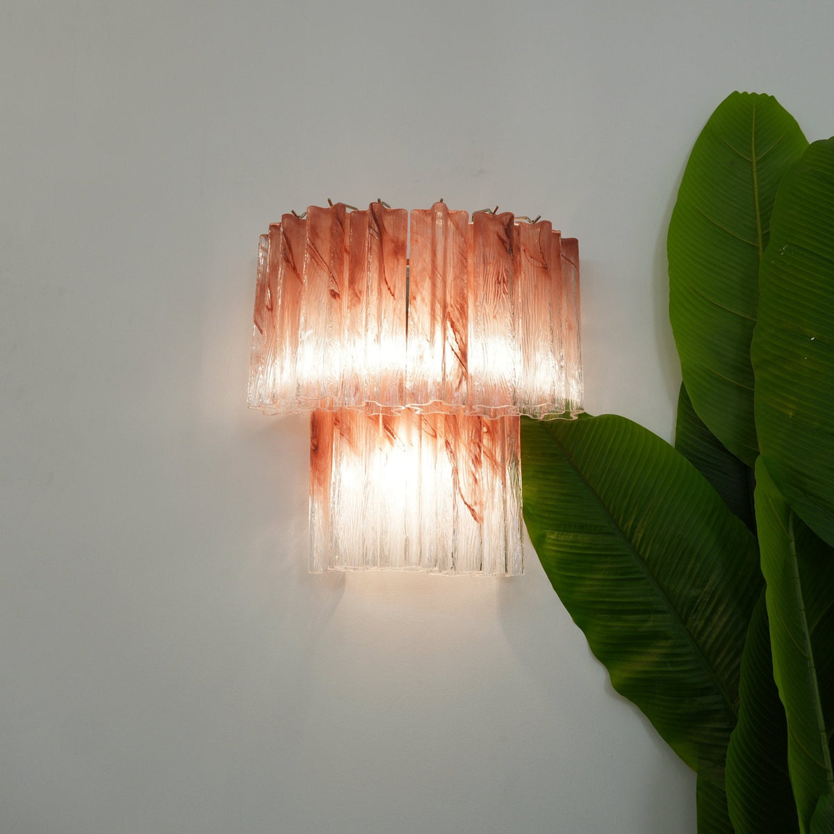Lioreeria aplique de pared Hojas de vidrio rosa efecto acuarela
