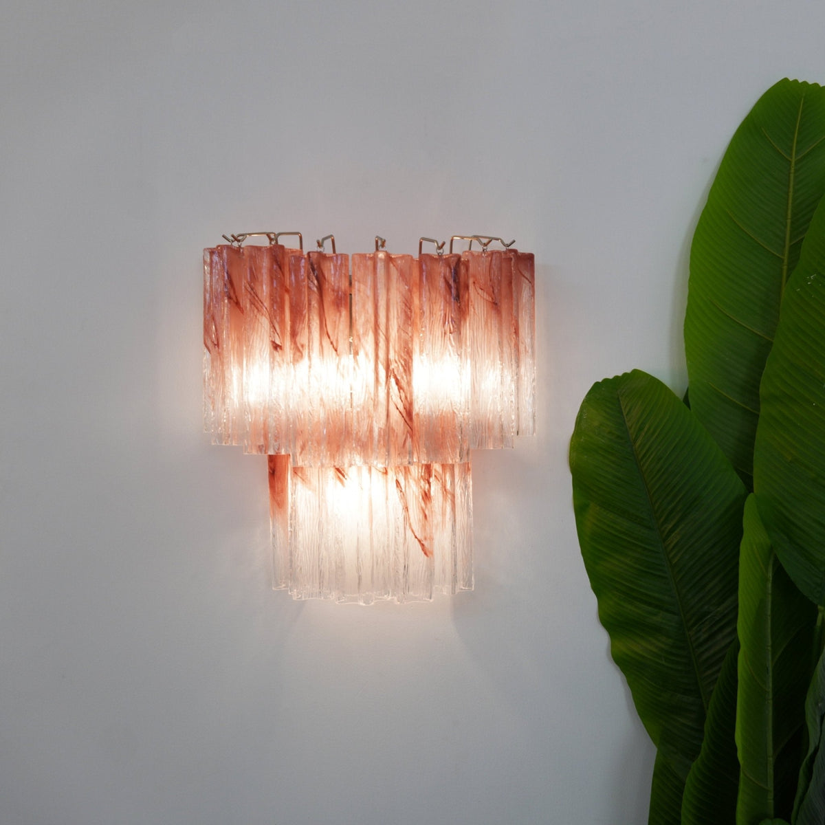 Lioreeria aplique de pared Hojas de vidrio rosa efecto acuarela