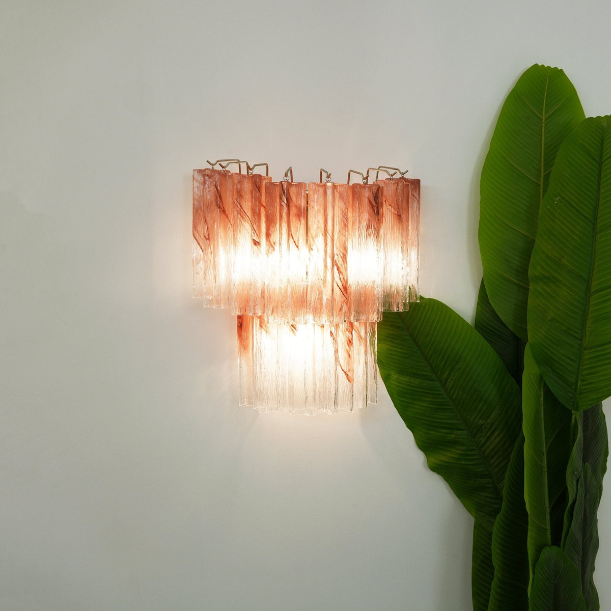 Lioreeria aplique de pared Hojas de vidrio rosa efecto acuarela
