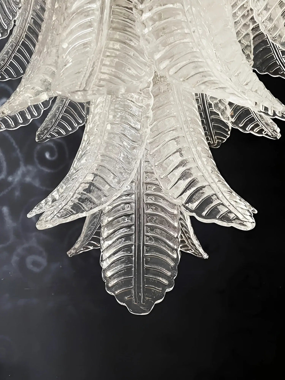 Eirineon lámpara de araña transparente con hojas cascada elegante de vidrio