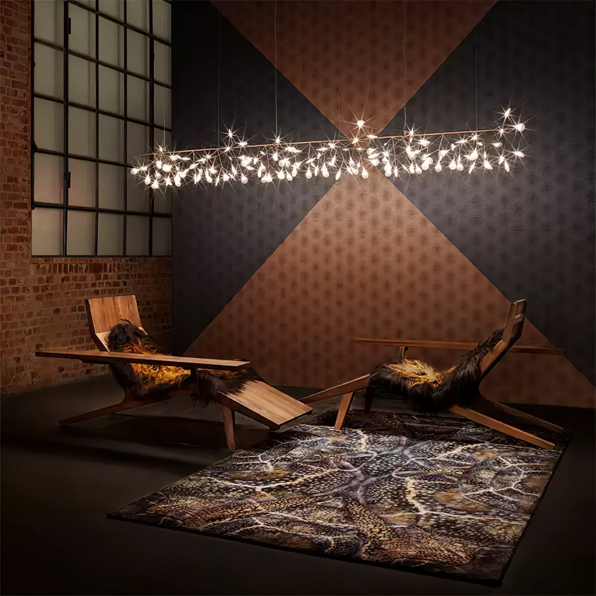 Auroreon lámpara de araña Firefly LED con rama en color dorado