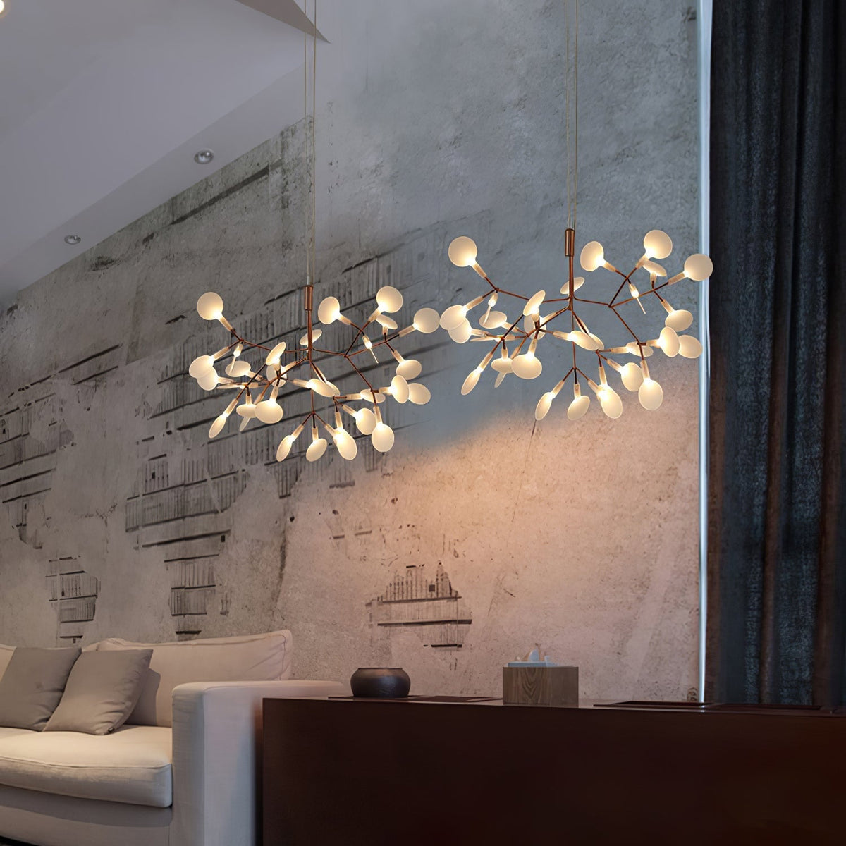 Auroreon lámpara de araña Firefly LED con rama en color dorado