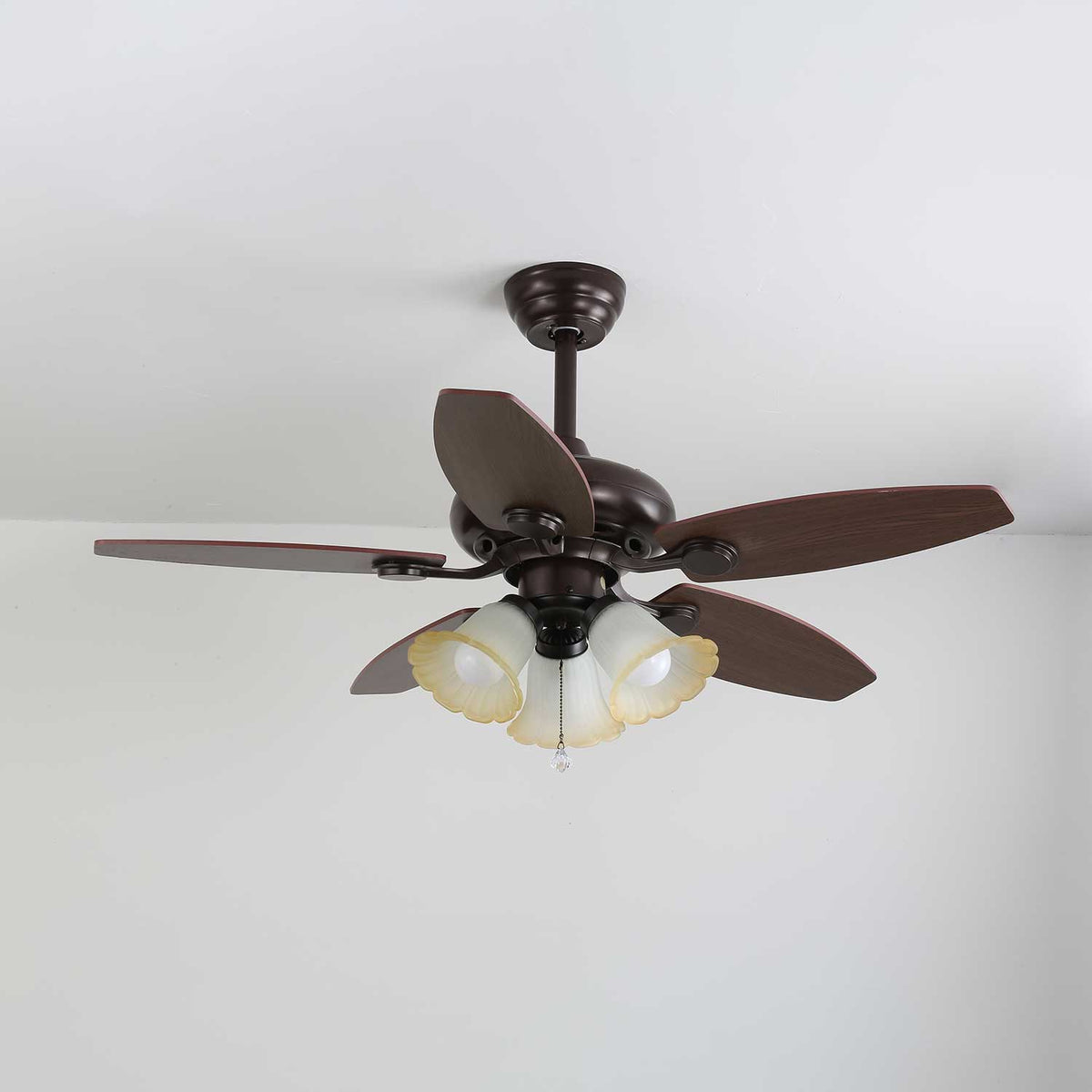 Elviveon ventilador de techo con luz Vintage de madera y vidrio