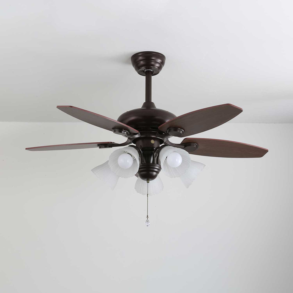 Elviveon ventilador de techo con luz Vintage de madera y vidrio