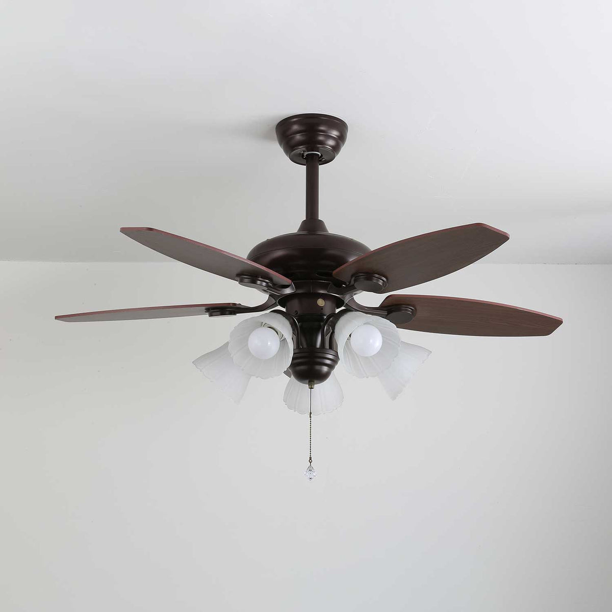 Elviveon ventilador de techo con luz Vintage de madera y vidrio
