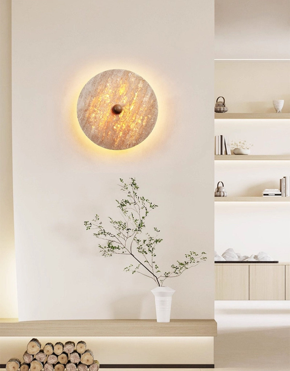 Valisine aplique de pared redondo de travertino