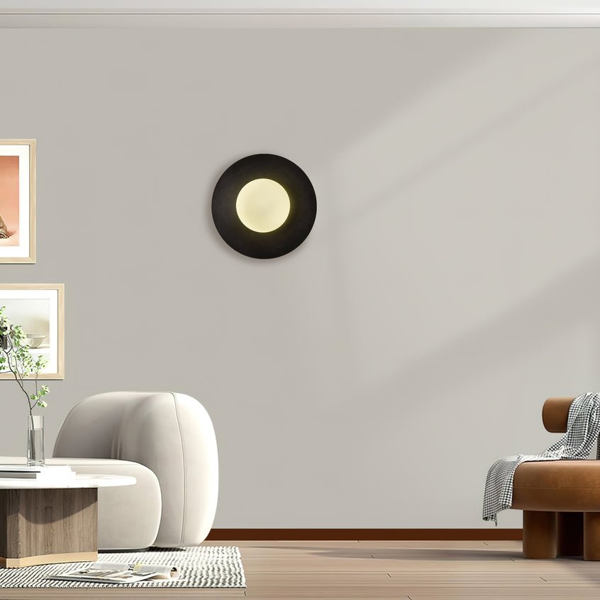 Elem aplique de pared moderno minimalista redondo de arte en latón y vidrio