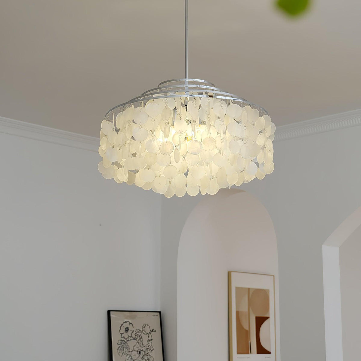 Vana lámpara colgante Round Shell cromo