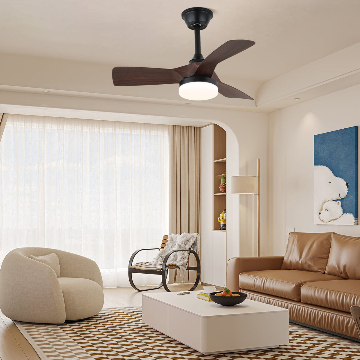 Orlen ventilador de techo con luz minimalista de madera