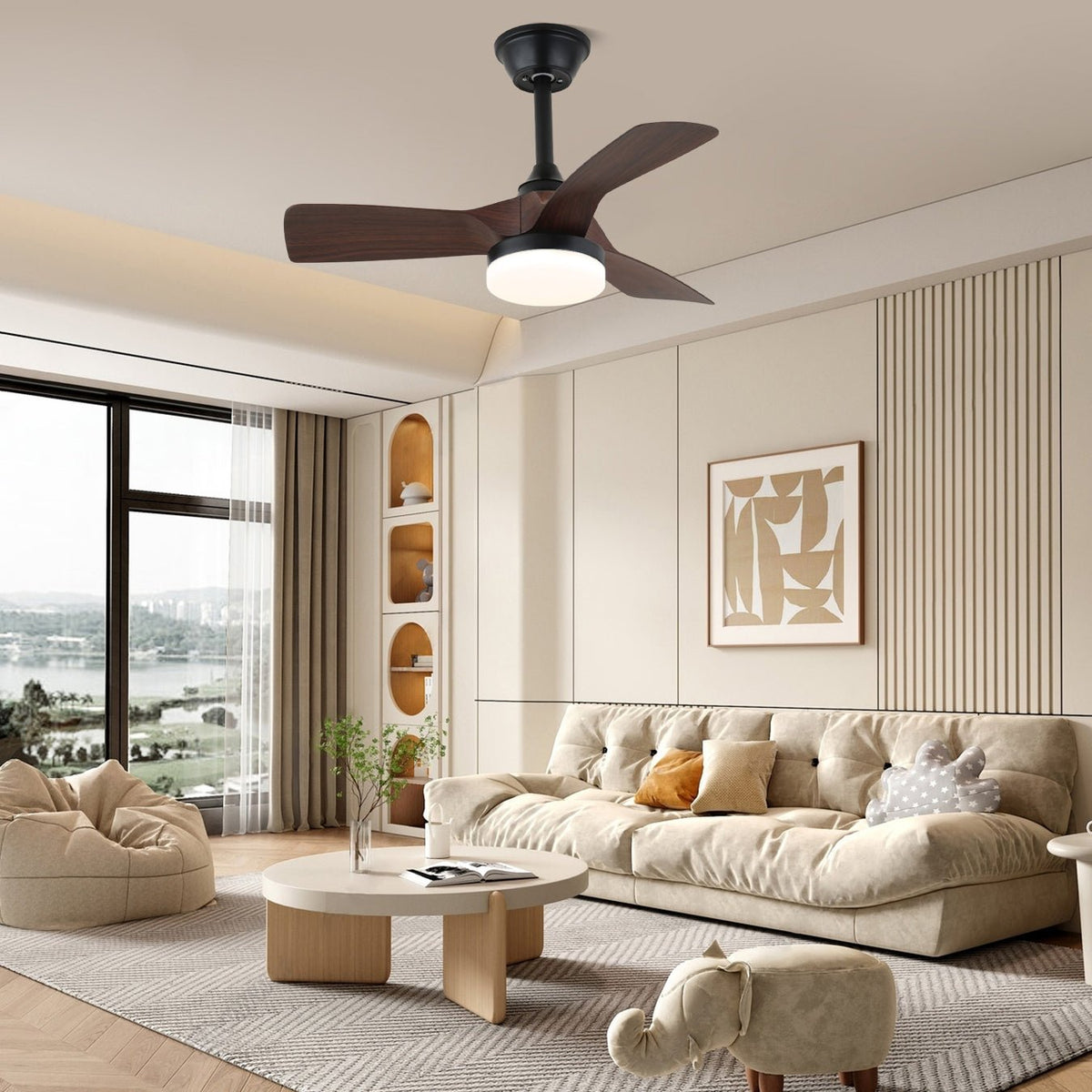 Orlen ventilador de techo con luz minimalista de madera