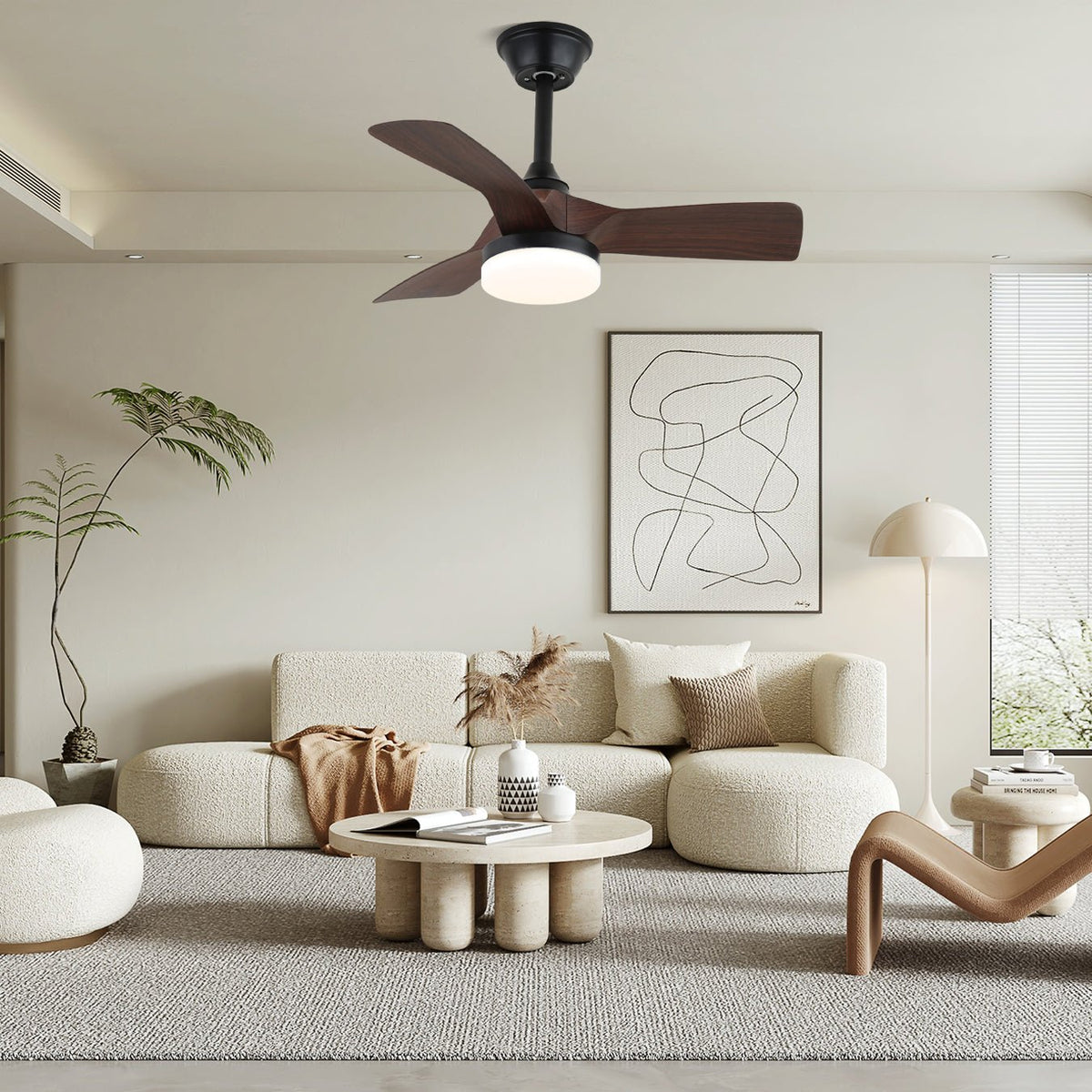 Orlen ventilador de techo con luz minimalista de madera