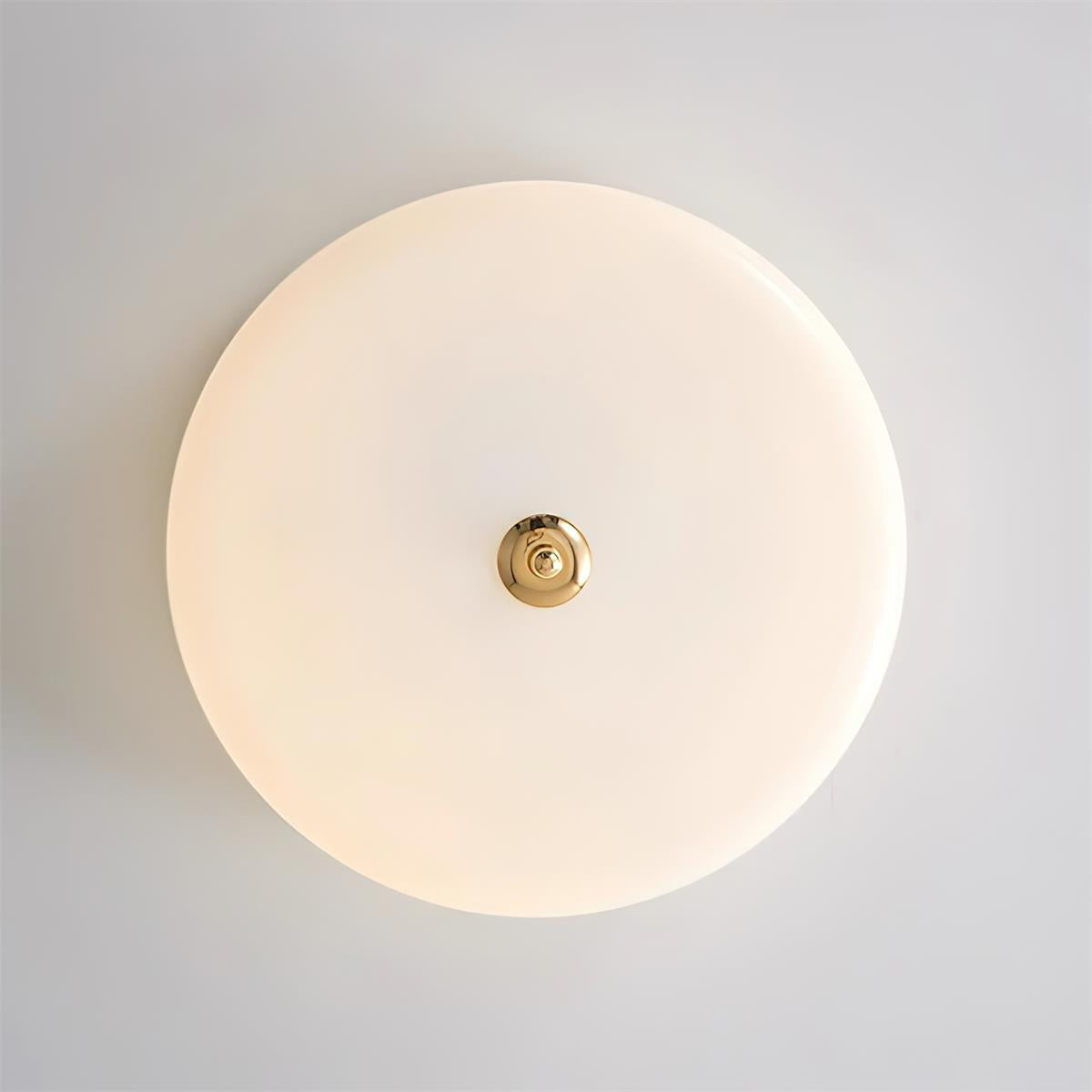 Cora lámpara de techo doble capa disco de vidrio madera nogal minimalista