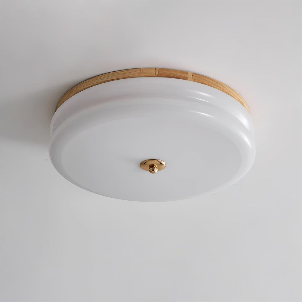 Cora lámpara de techo doble capa disco de vidrio madera nogal minimalista