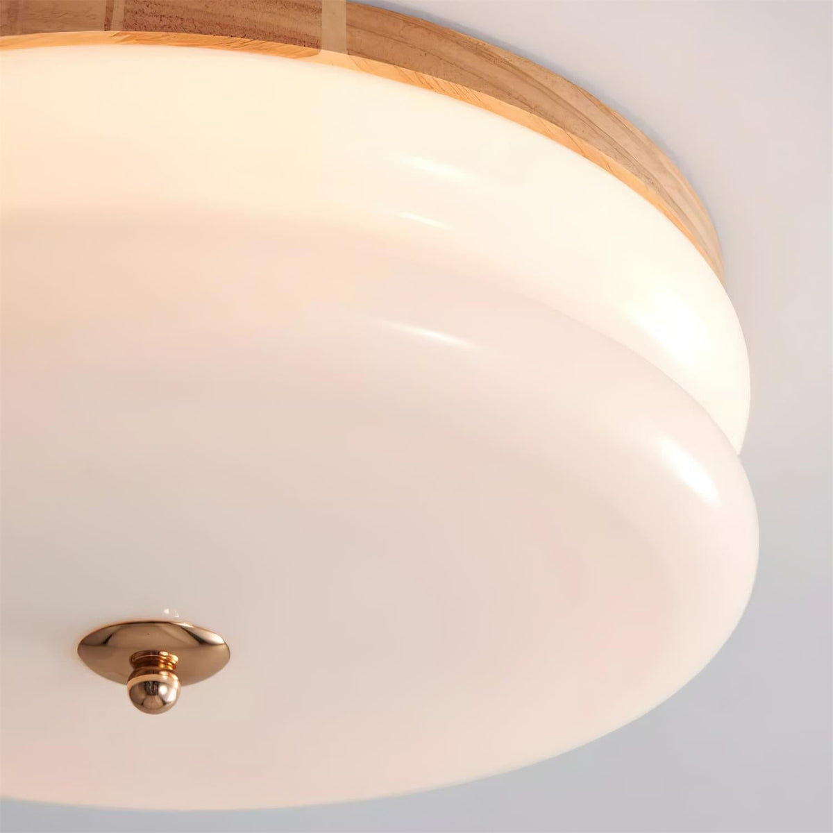 Cora lámpara de techo doble capa disco de vidrio madera nogal minimalista