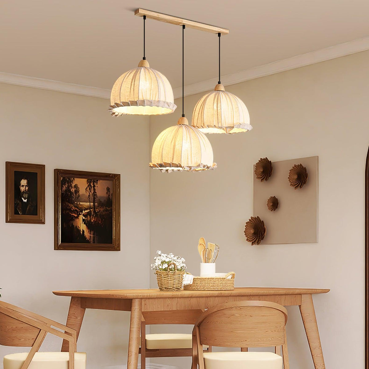 Lámpara colgante minimalista de madera Shell