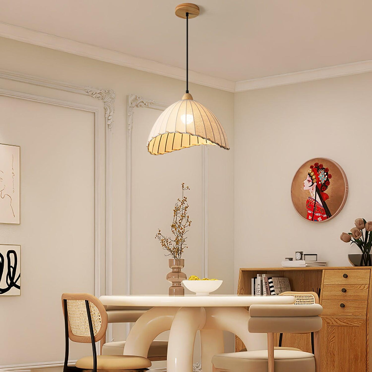 Lámpara colgante minimalista de madera Shell