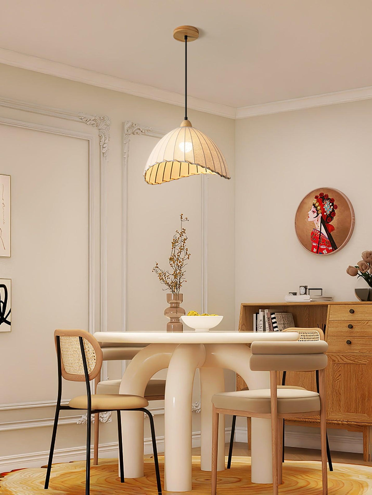 Lámpara colgante minimalista de madera Shell