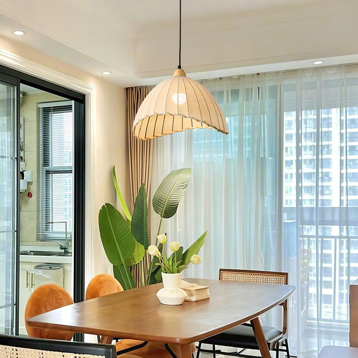 Lámpara colgante minimalista de madera Shell