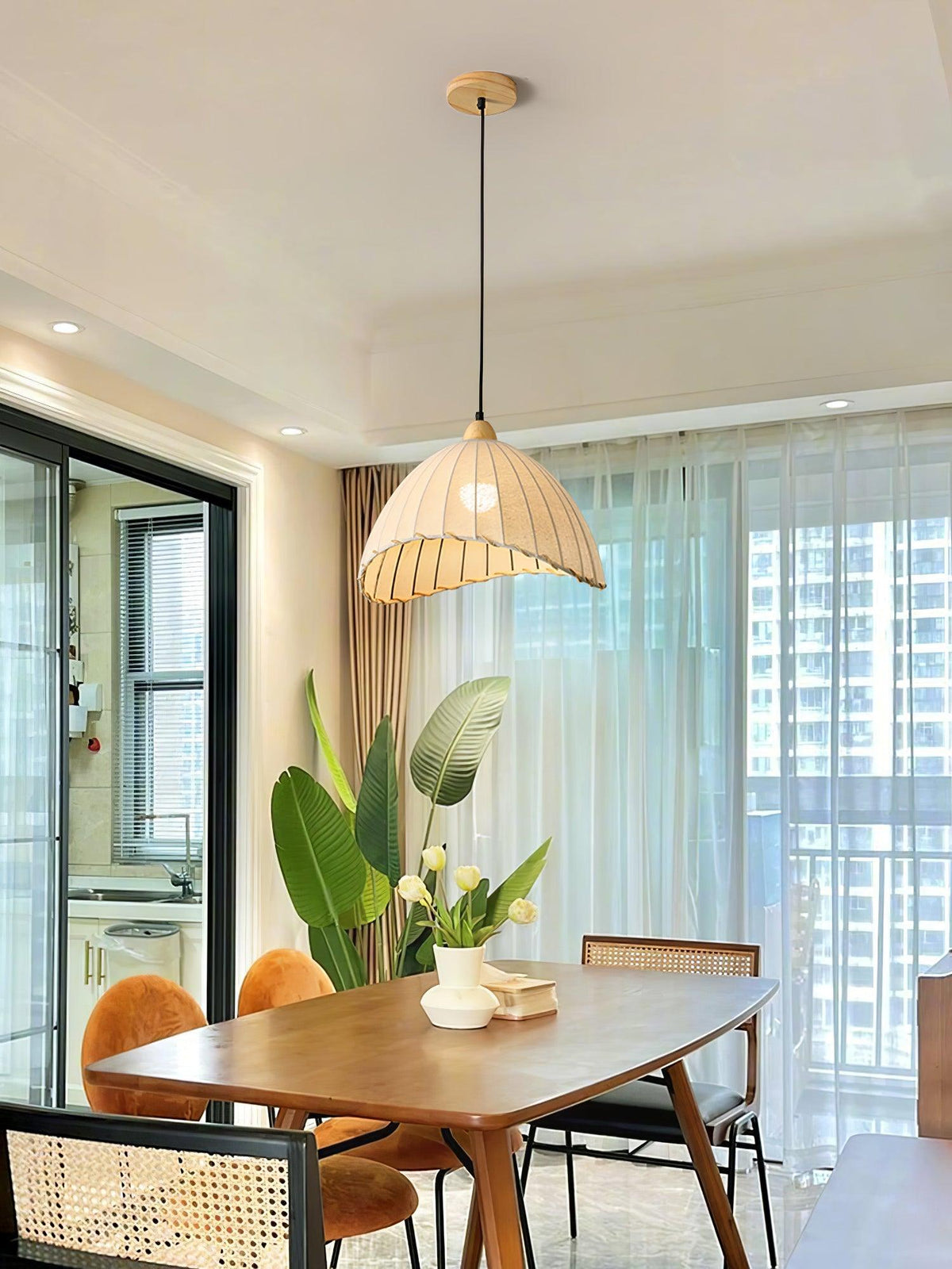 Lámpara colgante minimalista de madera Shell