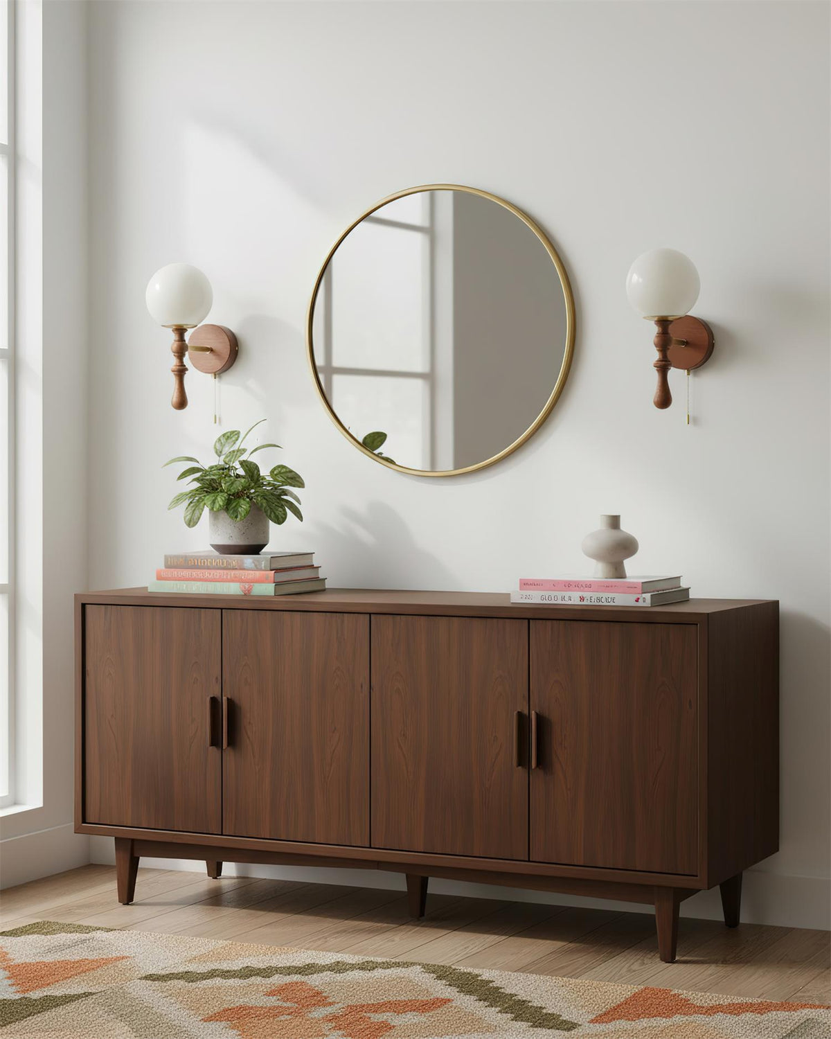 Aplique de pared de madera nogal