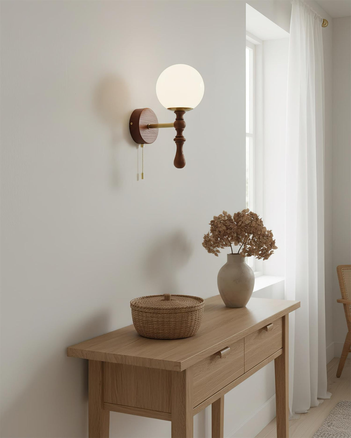 Aplique de pared de madera nogal