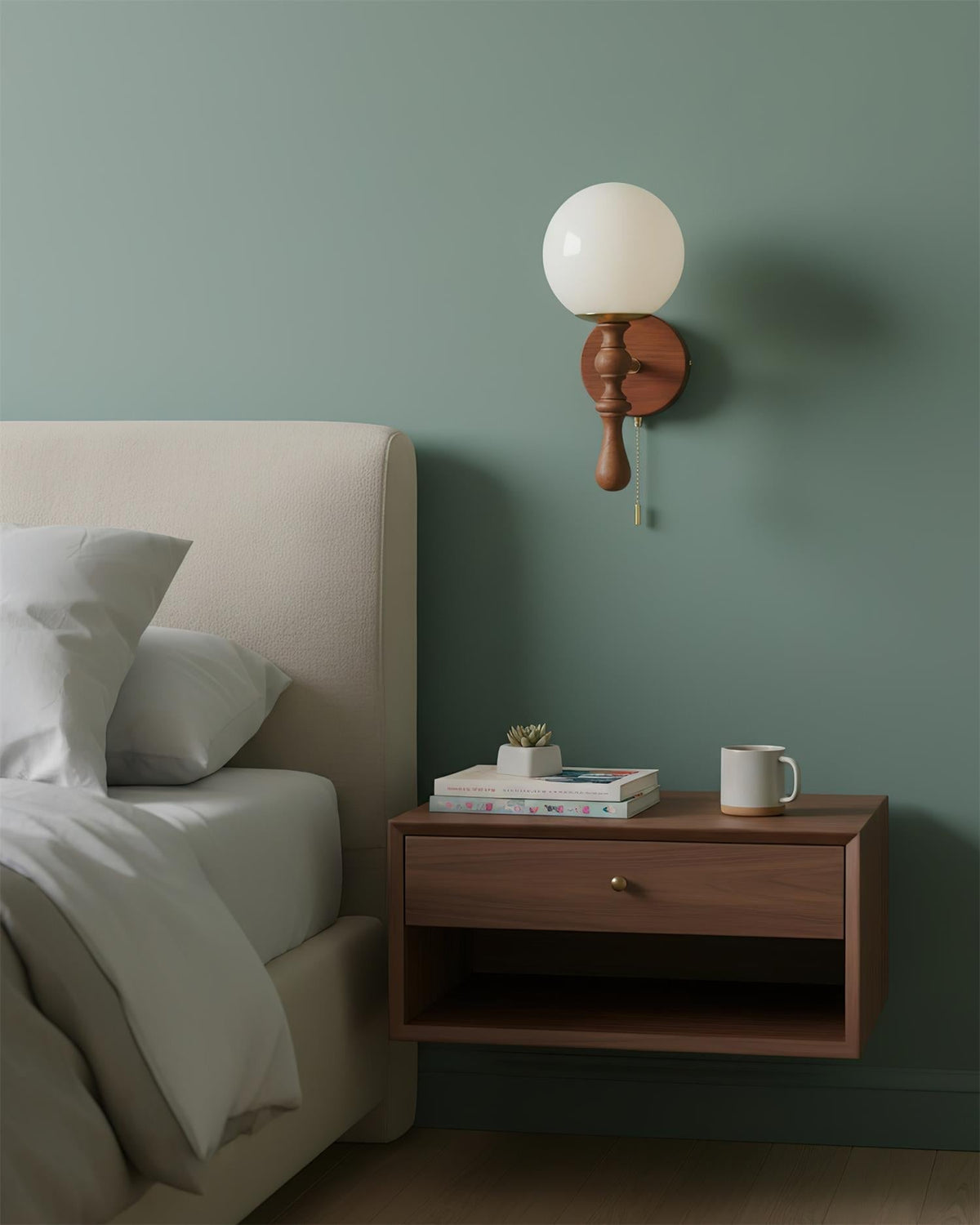 Aplique de pared de madera nogal
