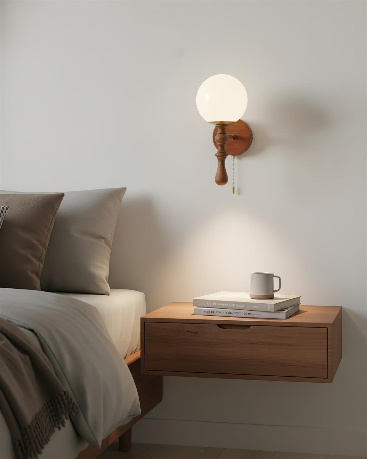Aplique de pared de madera nogal