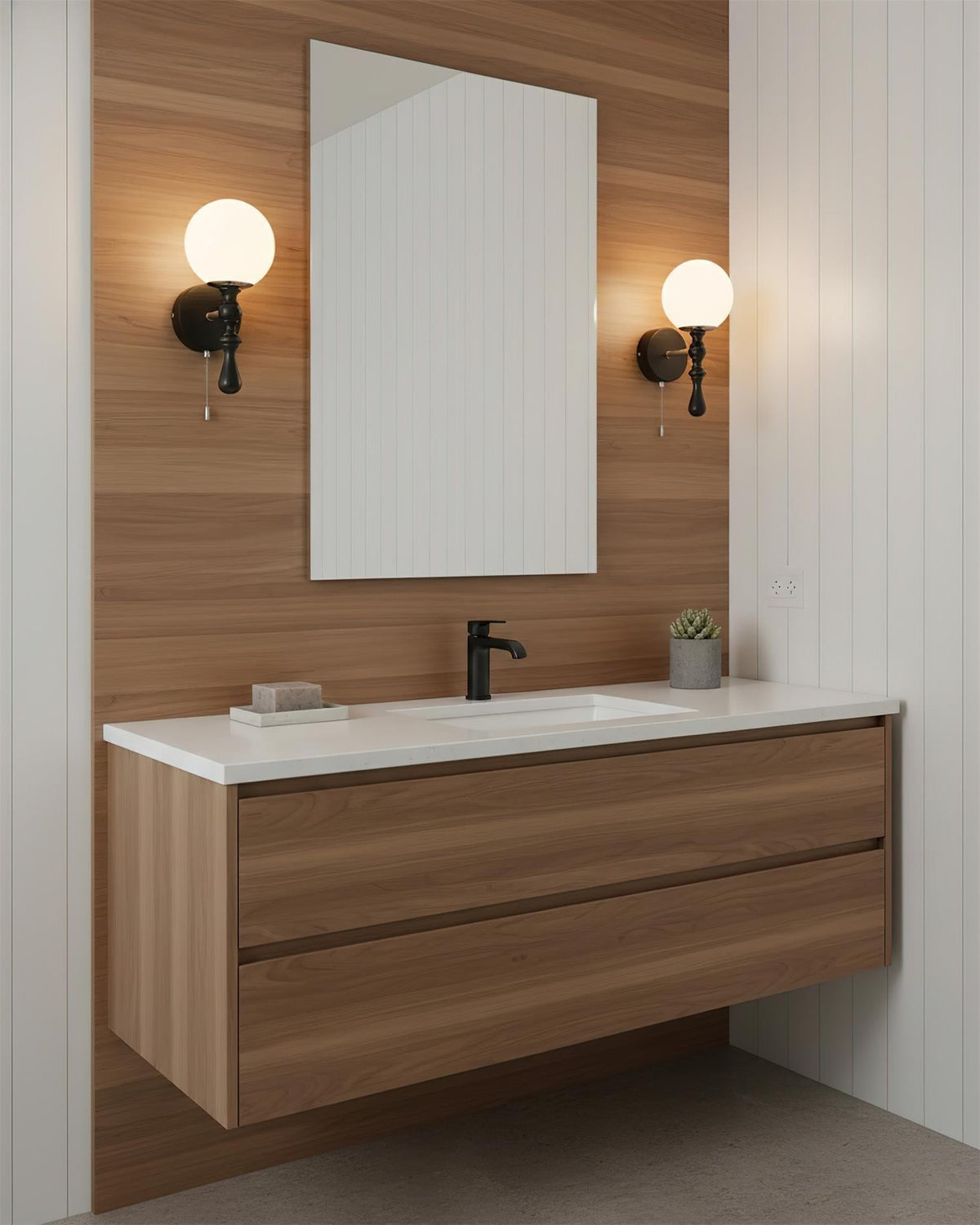 Aplique de pared de madera nogal