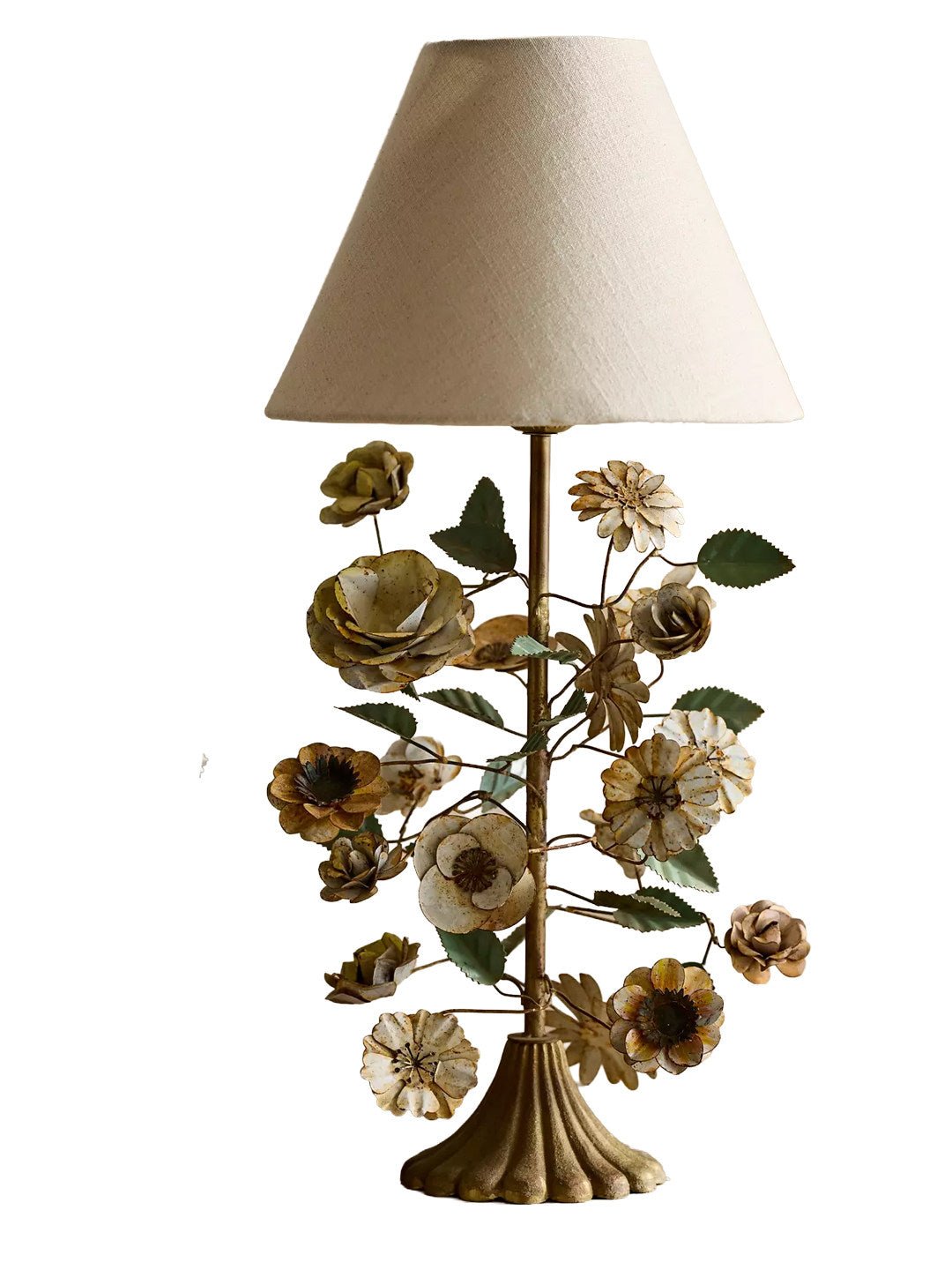Sculpted lámpara de mesa Metal con florales