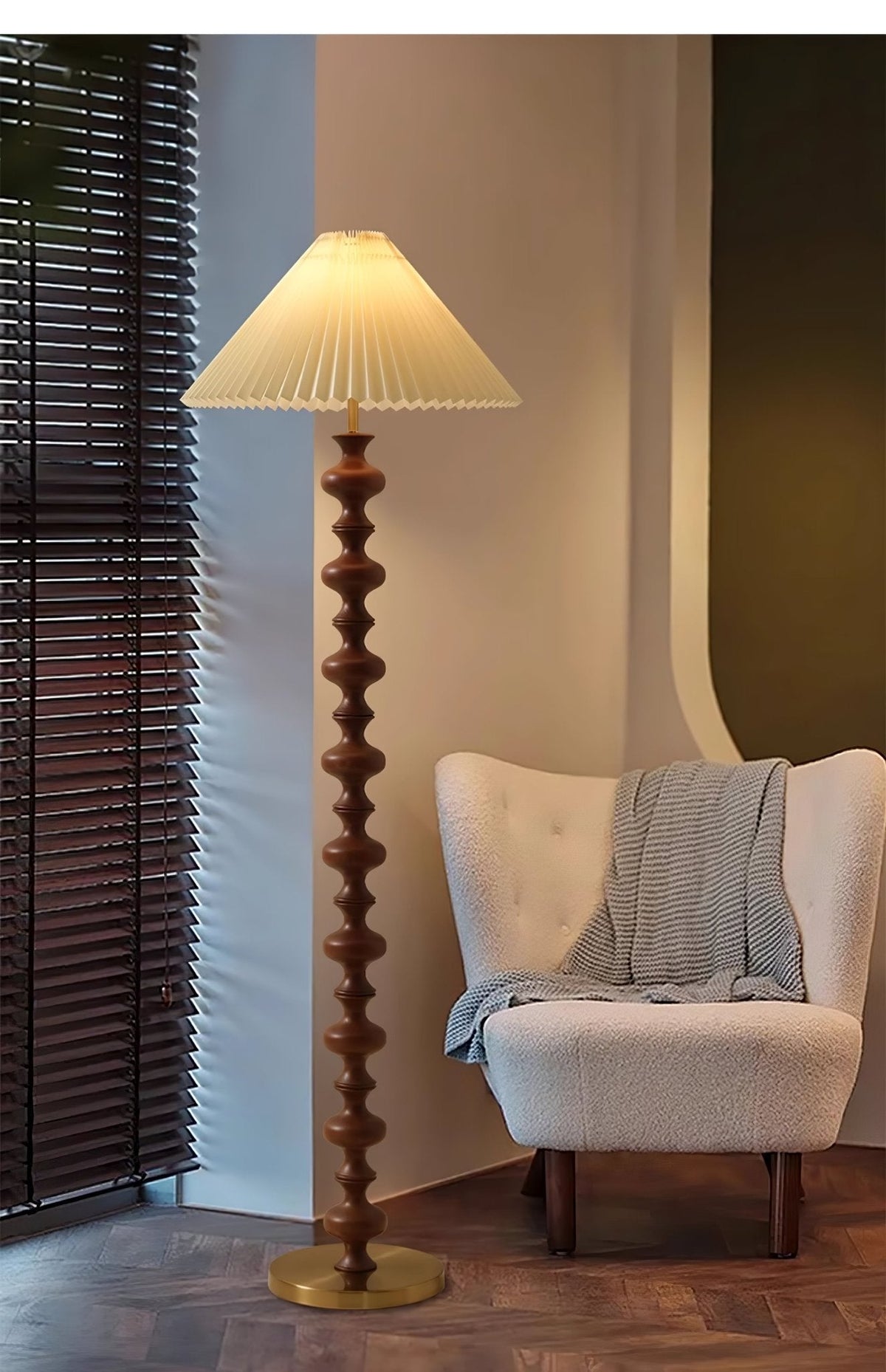 Sylirora lámpara de pie de madera y tejido