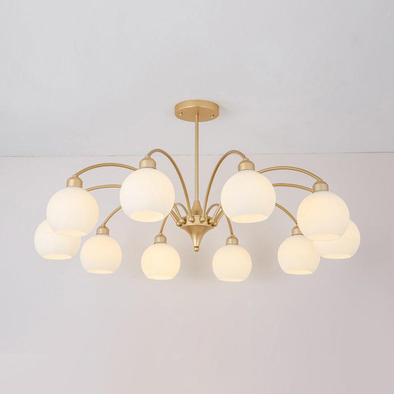 Zusk lámpara de araña esculpida en vidrio dorado moderna 8-Light