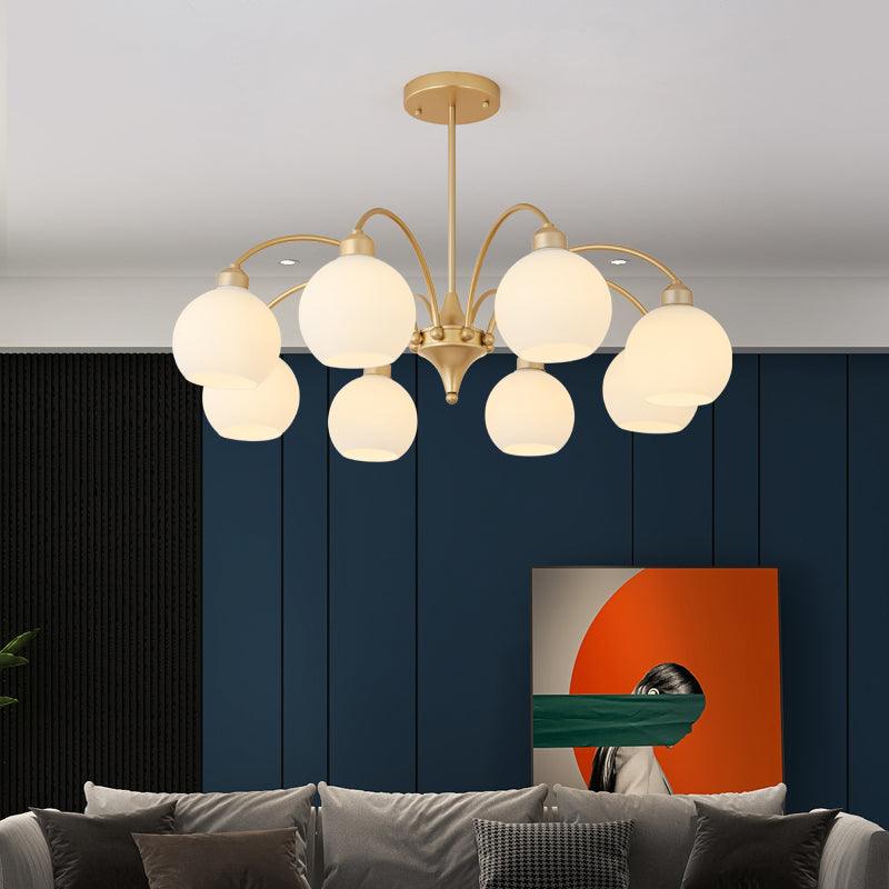 Zusk lámpara de araña esculpida en vidrio dorado moderna 8-Light