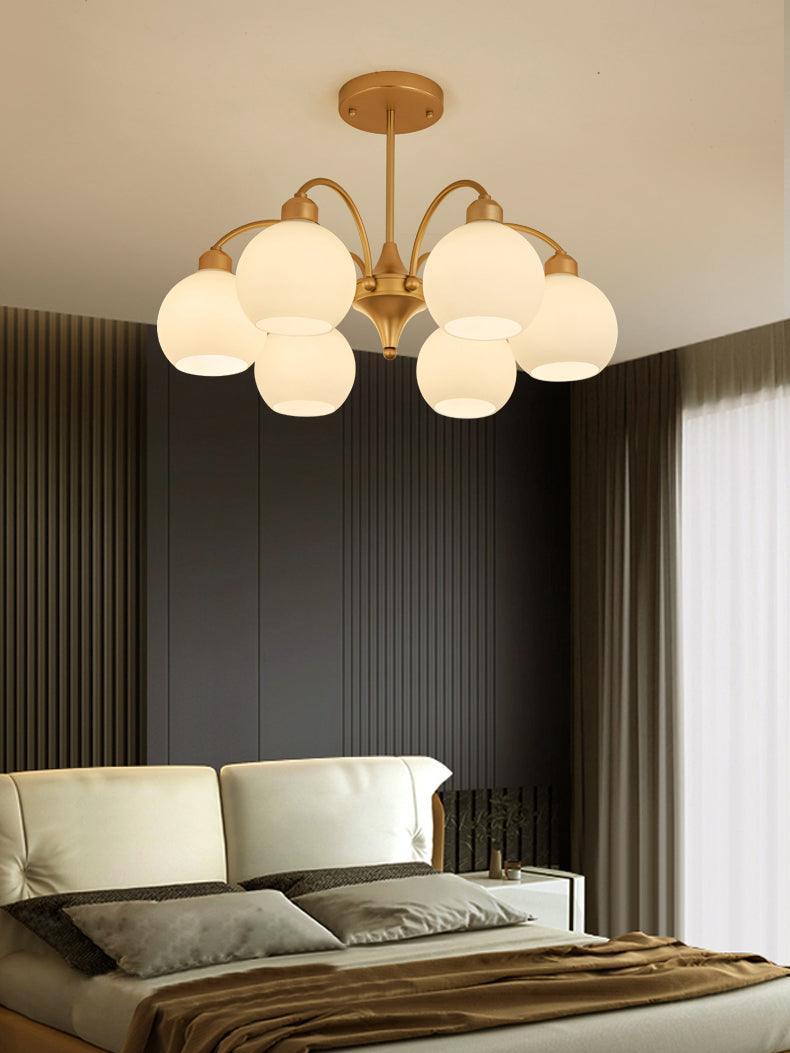 Zusk lámpara de araña esculpida en vidrio dorado moderna 8-Light