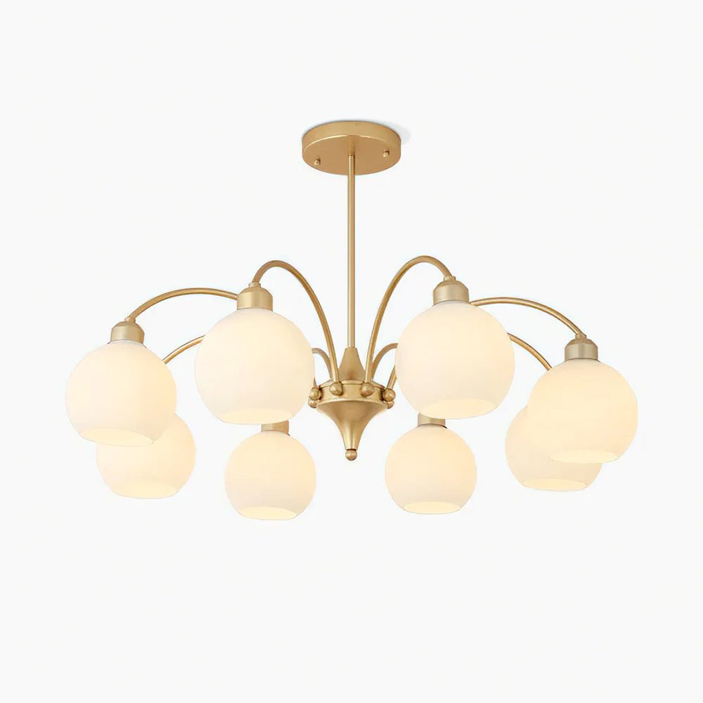 Zusk lámpara de araña esculpida en vidrio dorado moderna 8-Light