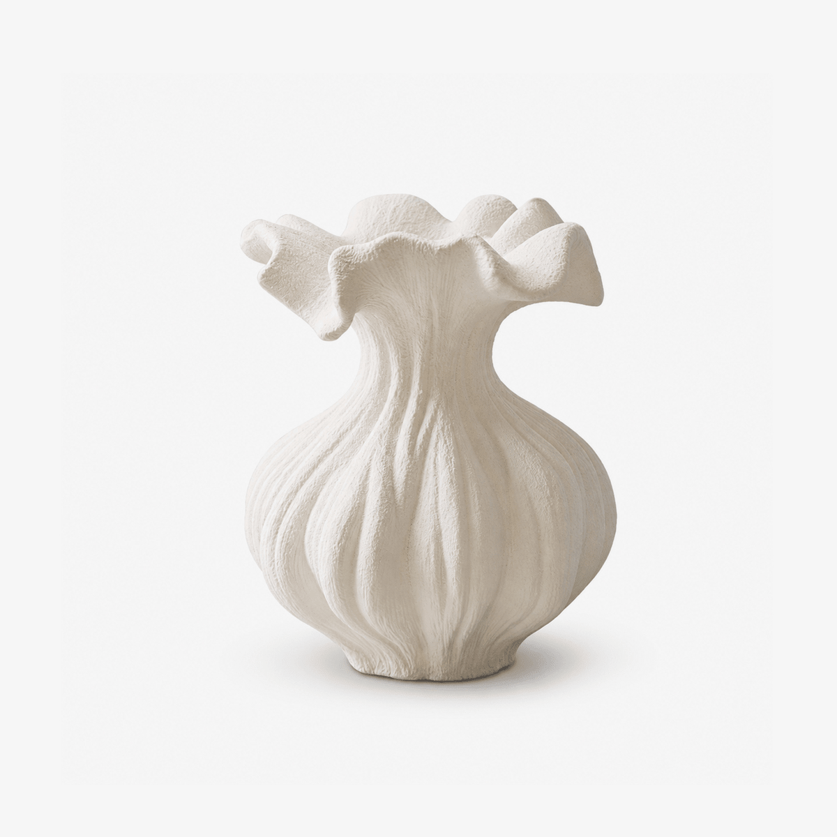 Sculptural Vaso de textura arenosa color marfil