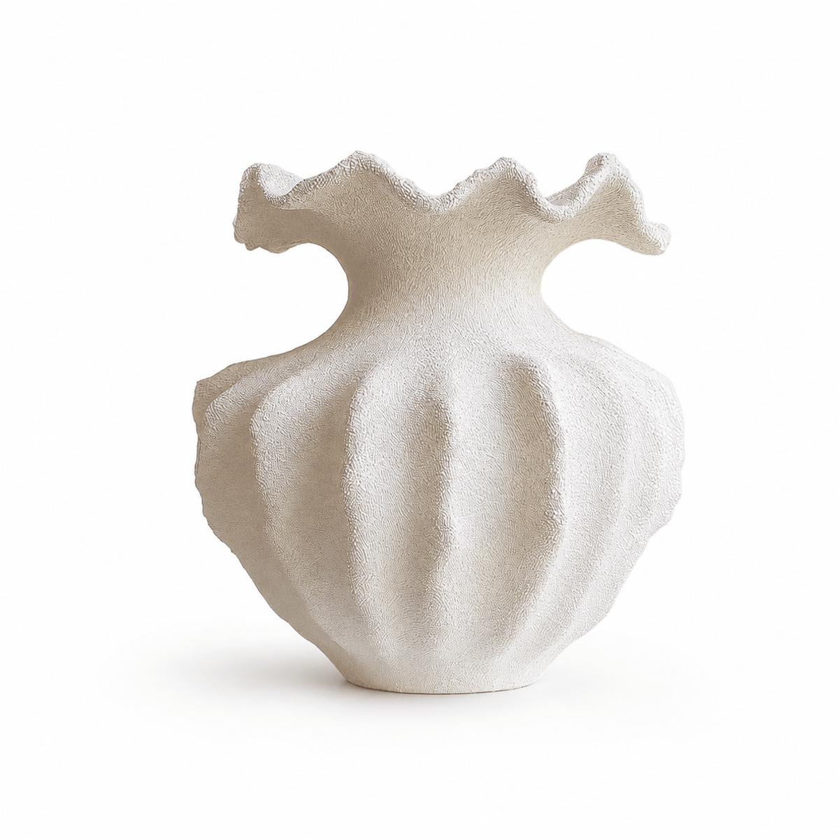 Sculptural Vaso de textura arenosa color marfil