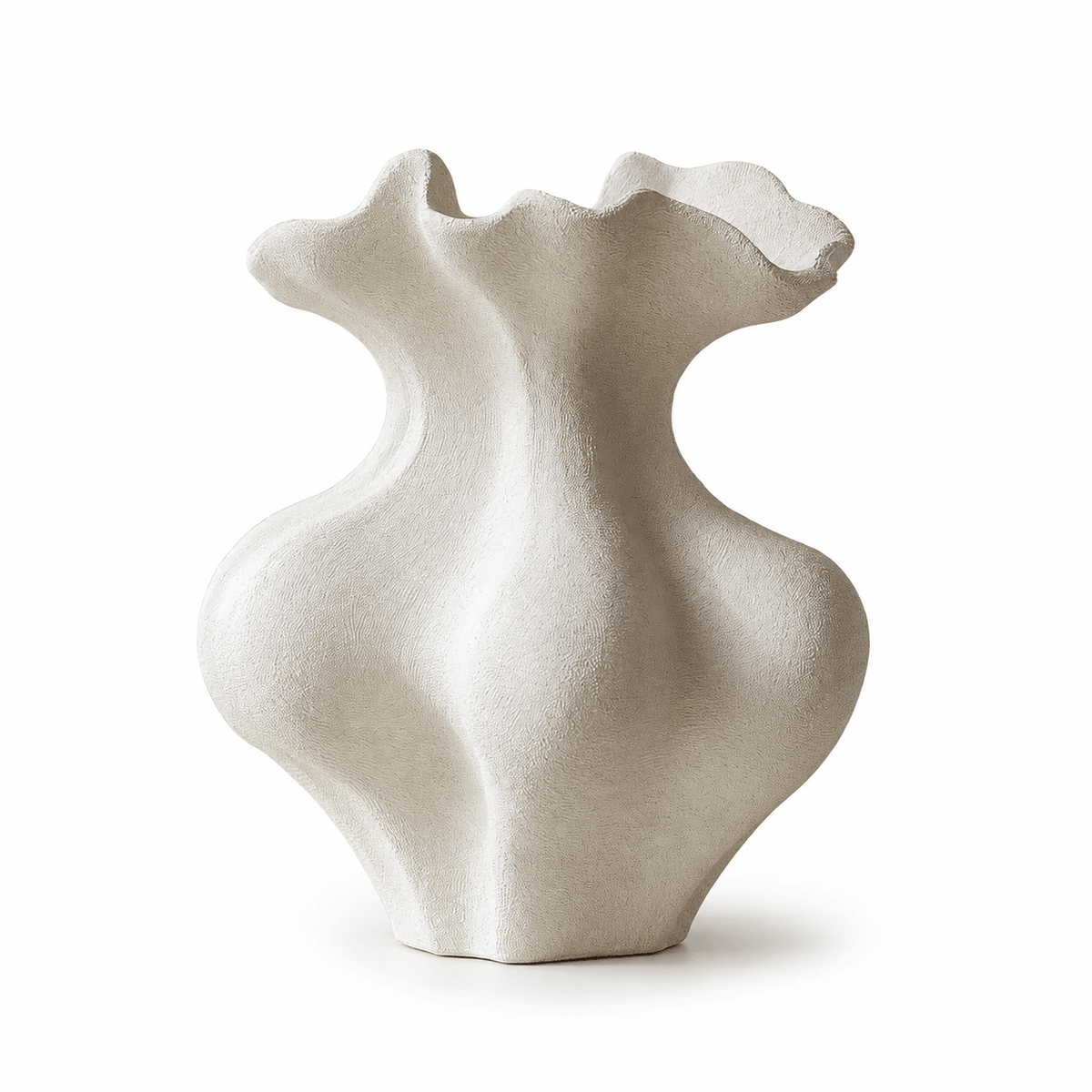 Sculptural Vaso de textura arenosa color marfil