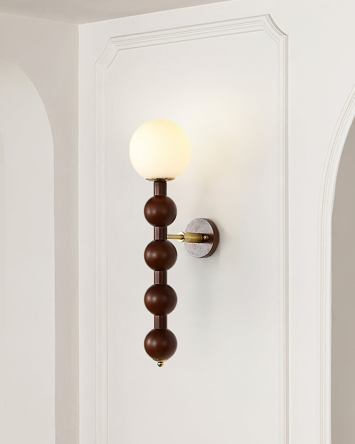 Aplique de pared Gourd en madera, metal y vidrio estilo moderno