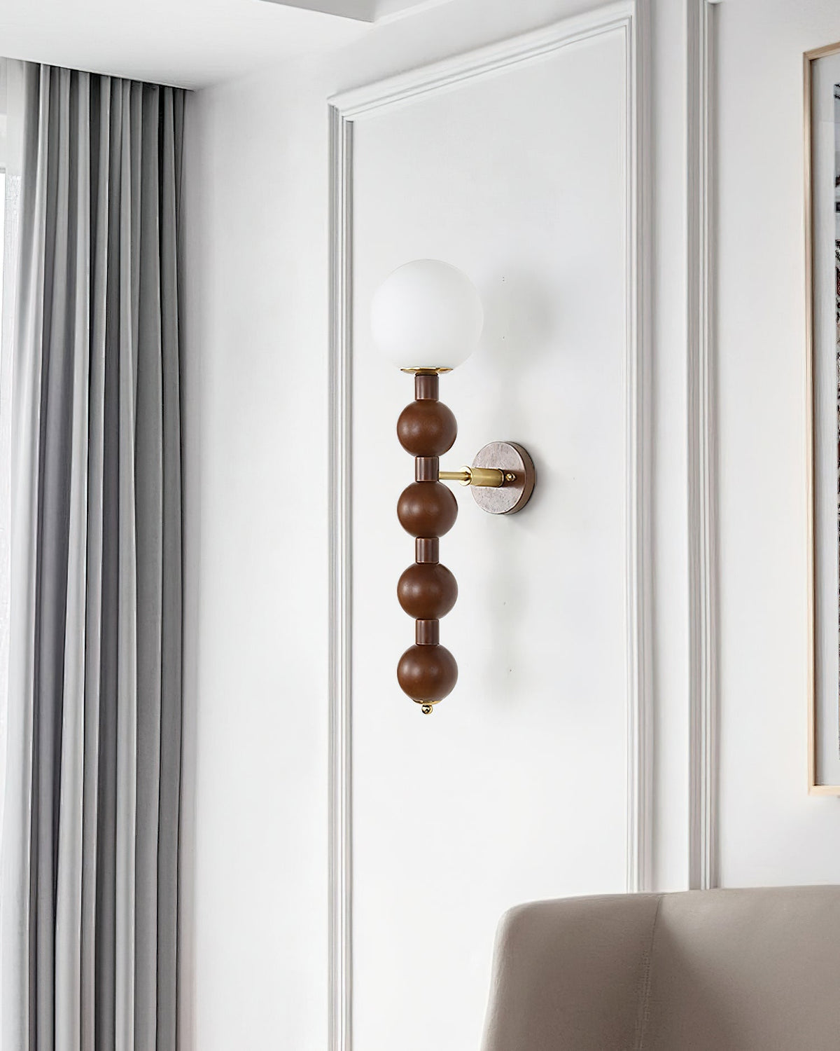 Aplique de pared Gourd en madera, metal y vidrio estilo moderno