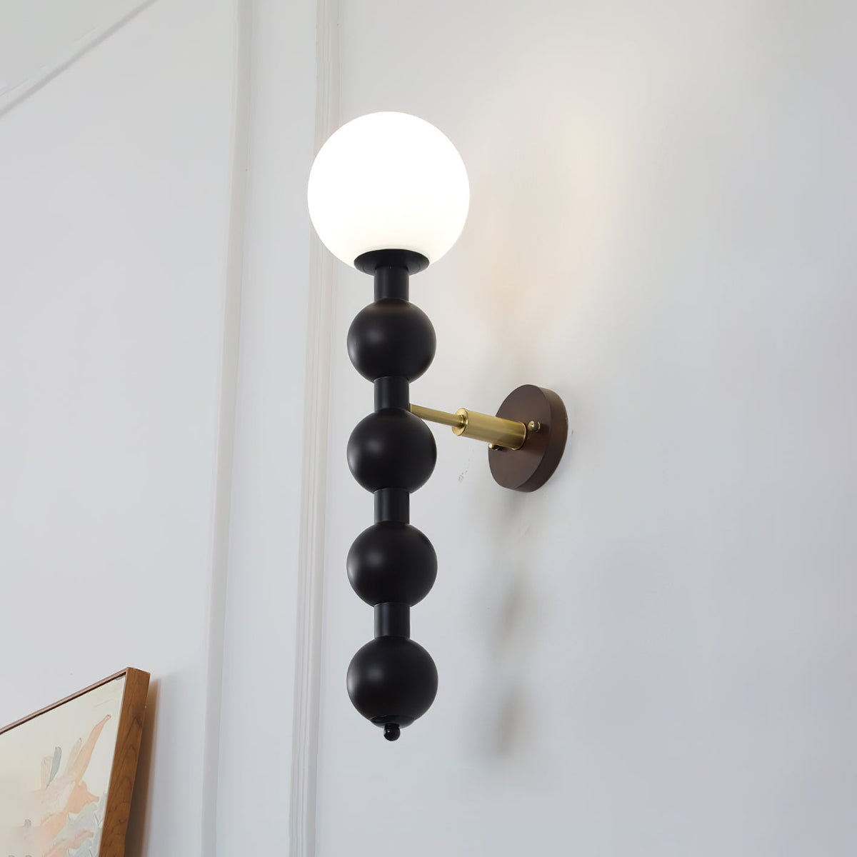 Aplique de pared Gourd en madera, metal y vidrio estilo moderno