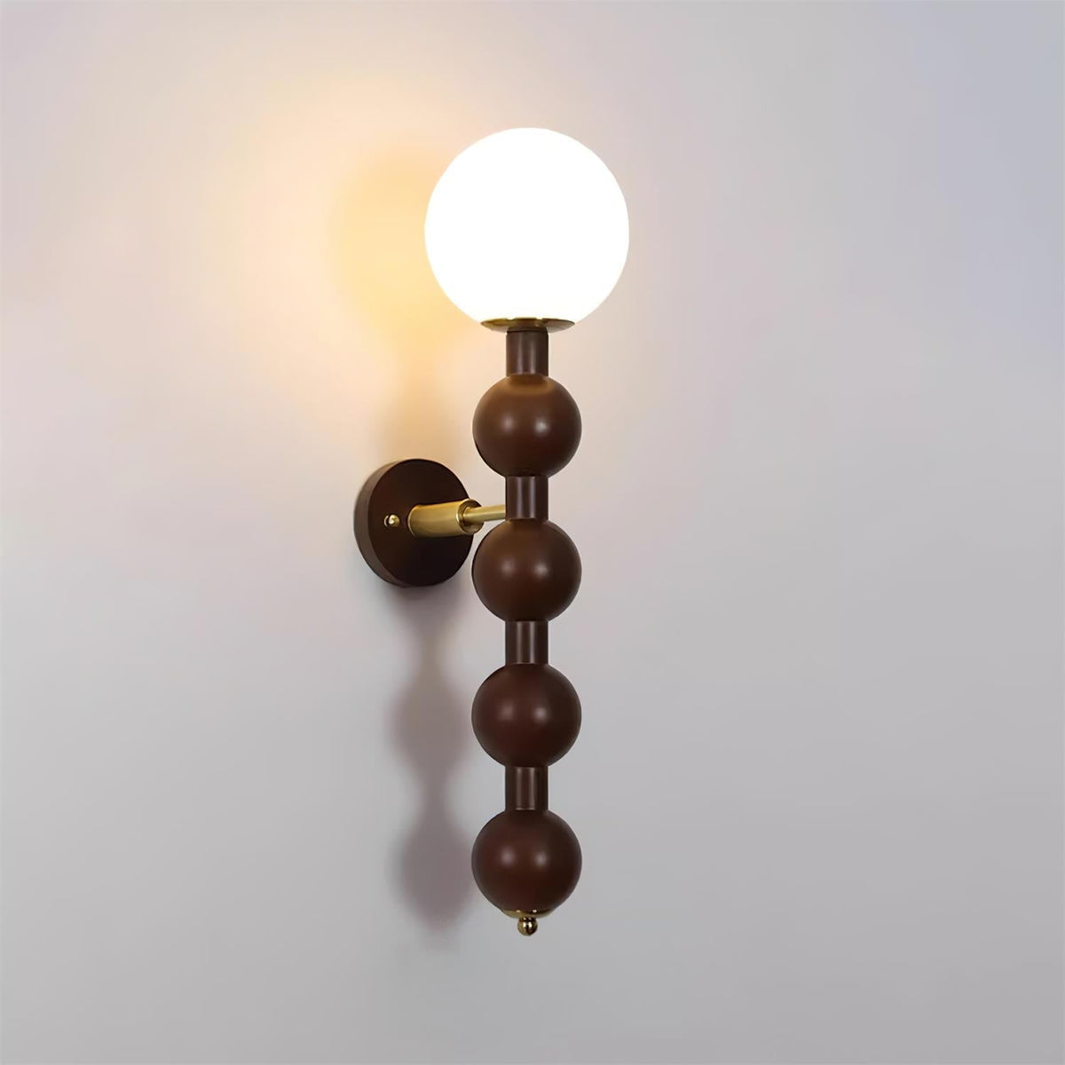 Aplique de pared Gourd en madera, metal y vidrio estilo moderno