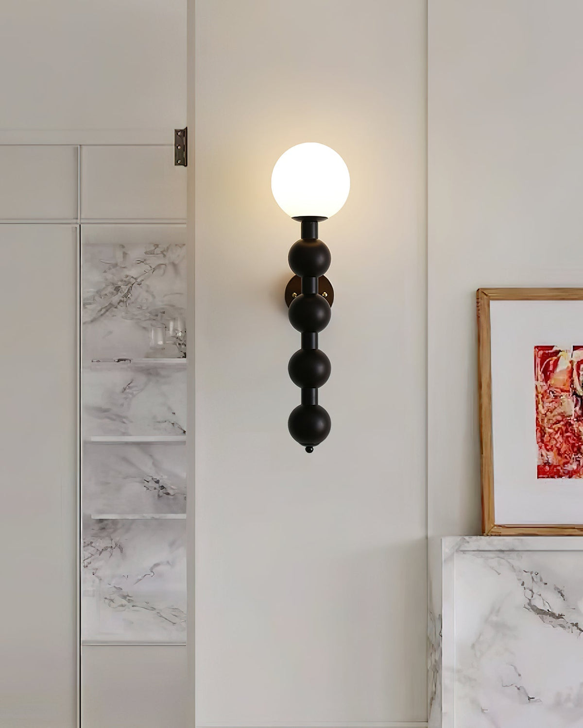 Aplique de pared Gourd en madera, metal y vidrio estilo moderno