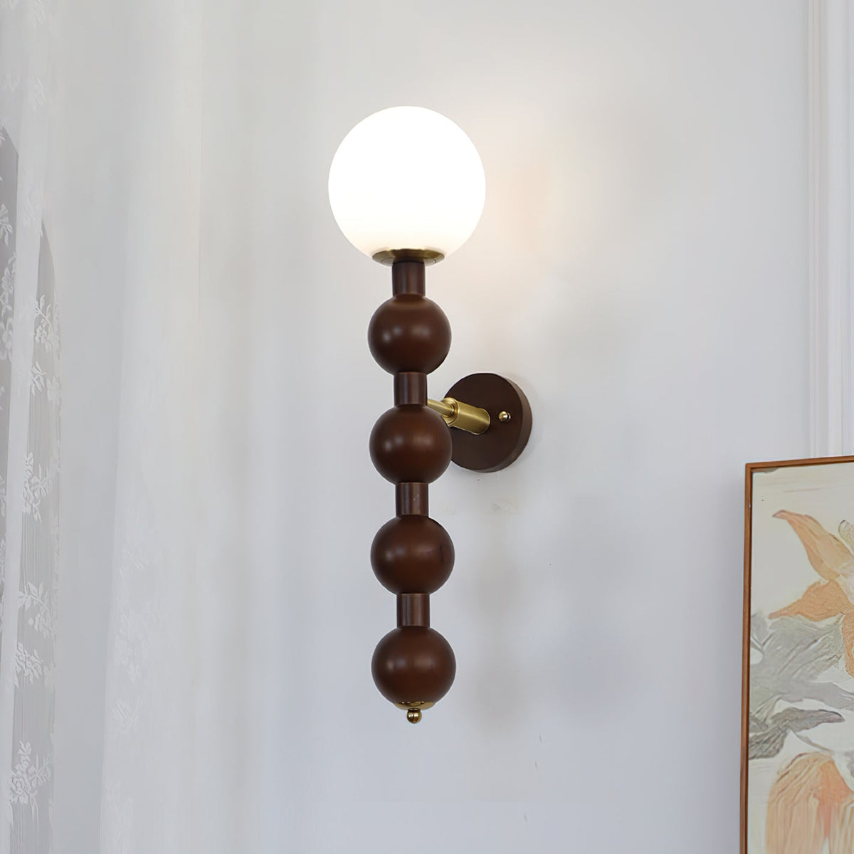 Aplique de pared Gourd en madera, metal y vidrio estilo moderno