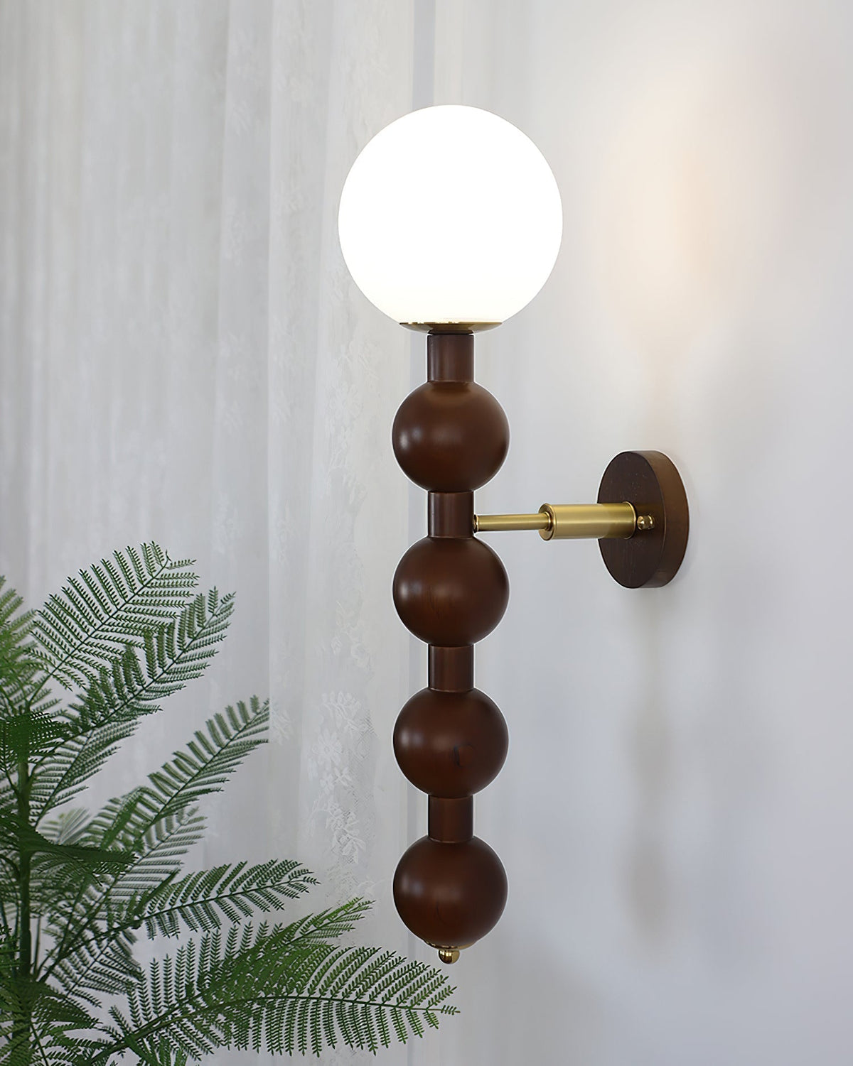 Aplique de pared Gourd en madera, metal y vidrio estilo moderno